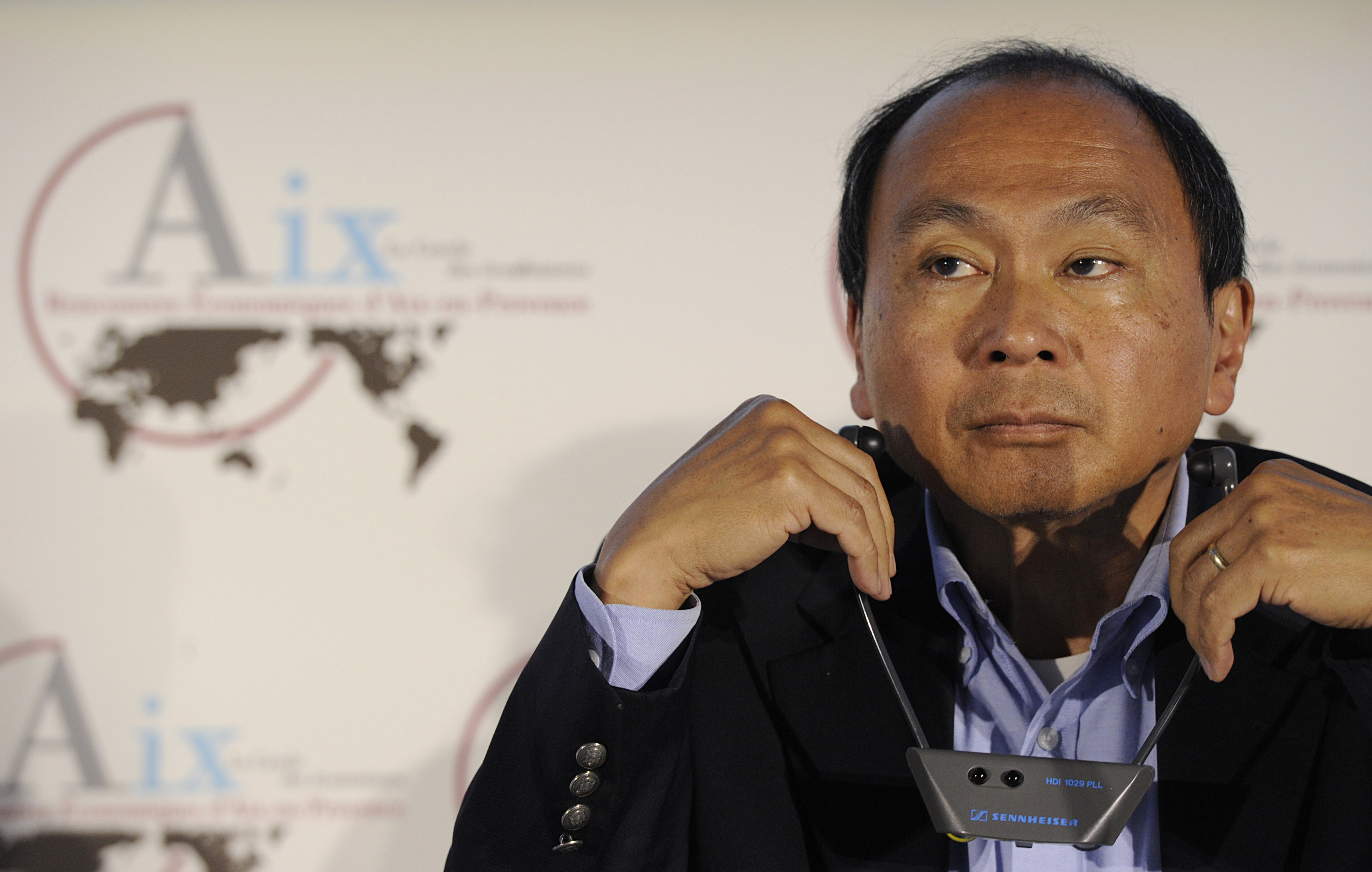 American political economist, chairman of the editorial board of The American Interest and author Francis Fukuyama, attends a conference during the first day of the 2013 Economic Forum in Aix-en-Provence (Rencontres Economiques d'Aix-en-Provence) on July 5, 2013